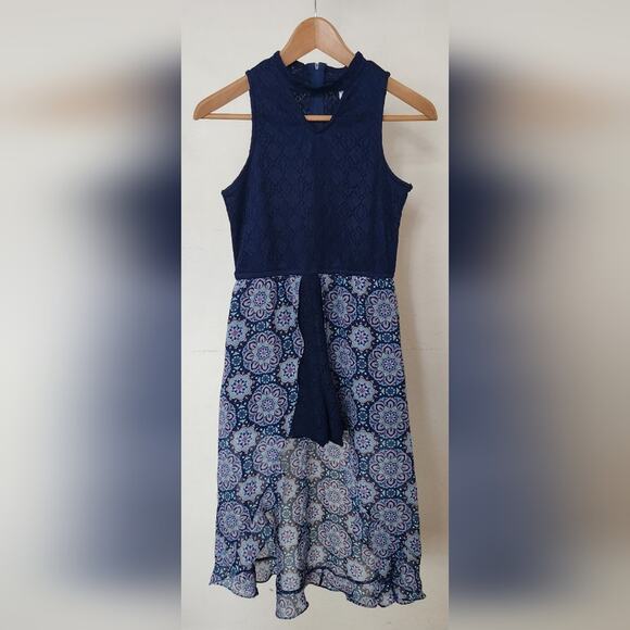 JUSTICE Girls Navy Blue High Neck Romper Dress Size 14 - Picture 8 of 8